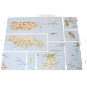 Caribbean Islands Cosmopolitan Atlas Map Vintage 91722